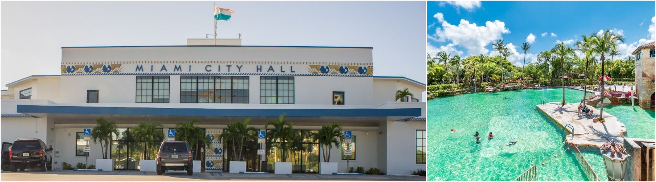 Miami's city hall is a former seaplane terminal for Pan American, and it sits on the Coconut Grove Marina.